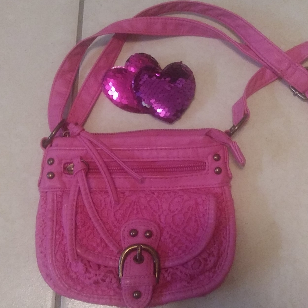 Pink Kids bag with a set of 2 hair pins